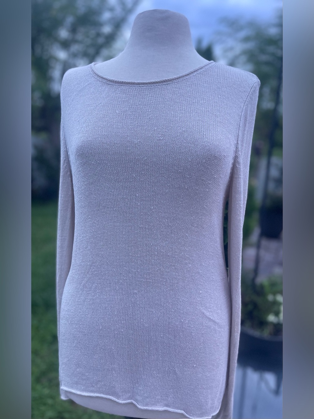 Chico's Cream Crewneck Long-Sleeve Sweater